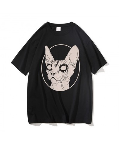 Death Metal Sphynx Cat T-Shirt Women Metal Harajuku Gothic TShirt female summer Aesthetic tshirt Hipster tops Graphic Tee shi...