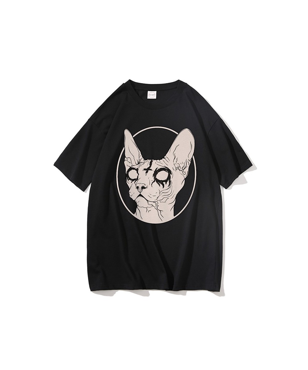 Death Metal Sphynx Cat T-Shirt Women Metal Harajuku Gothic TShirt female summer Aesthetic tshirt Hipster tops Graphic Tee shi...