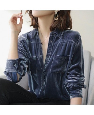 Fashion Lapel Button Spliced Pockets Korean Shirt Women Clothing 2022 Autumn New All-match Casual Tops Loose Korean Blouse $3...