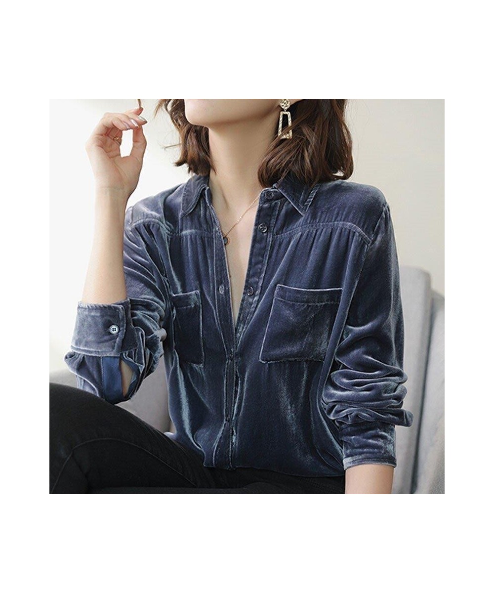 Fashion Lapel Button Spliced Pockets Korean Shirt Women Clothing 2022 Autumn New All-match Casual Tops Loose Korean Blouse $3...