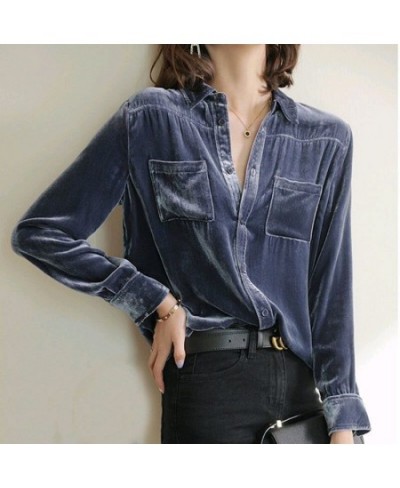 Fashion Lapel Button Spliced Pockets Korean Shirt Women Clothing 2022 Autumn New All-match Casual Tops Loose Korean Blouse $3...