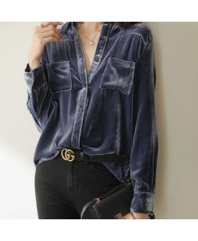 Fashion Lapel Button Spliced Pockets Korean Shirt Women Clothing 2022 Autumn New All-match Casual Tops Loose Korean Blouse $3...