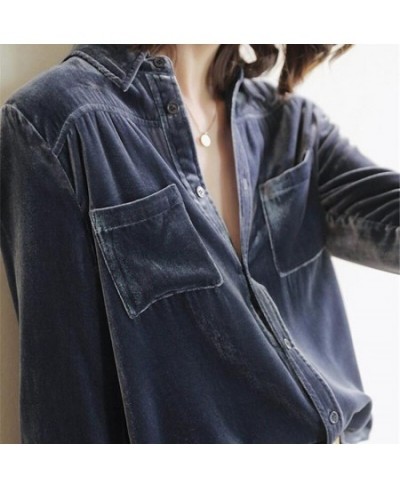 Fashion Lapel Button Spliced Pockets Korean Shirt Women Clothing 2022 Autumn New All-match Casual Tops Loose Korean Blouse $3...