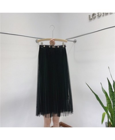 2022 Autumn& Winter New Simple Elastic High Waist Slim Pleated Skirt Korean Casual Loose Women A-line Long Skirt $35.14 - Skirts