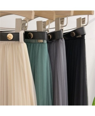 2022 Autumn& Winter New Simple Elastic High Waist Slim Pleated Skirt Korean Casual Loose Women A-line Long Skirt $35.14 - Skirts