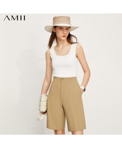 Minimalism Summer New Women's Pants Streetwear Solid High Waist Straight Women's Shorts Causal Women's Trousers 12140569 $56....