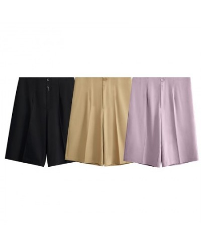 Minimalism Summer New Women's Pants Streetwear Solid High Waist Straight Women's Shorts Causal Women's Trousers 12140569 $56....