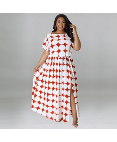 Plus Size Women's Clothing 2022 Summer New Fashion Slit Gathering Print Multicolor Ladies Dress XL-5XL Oversized $44.93 - Plu...