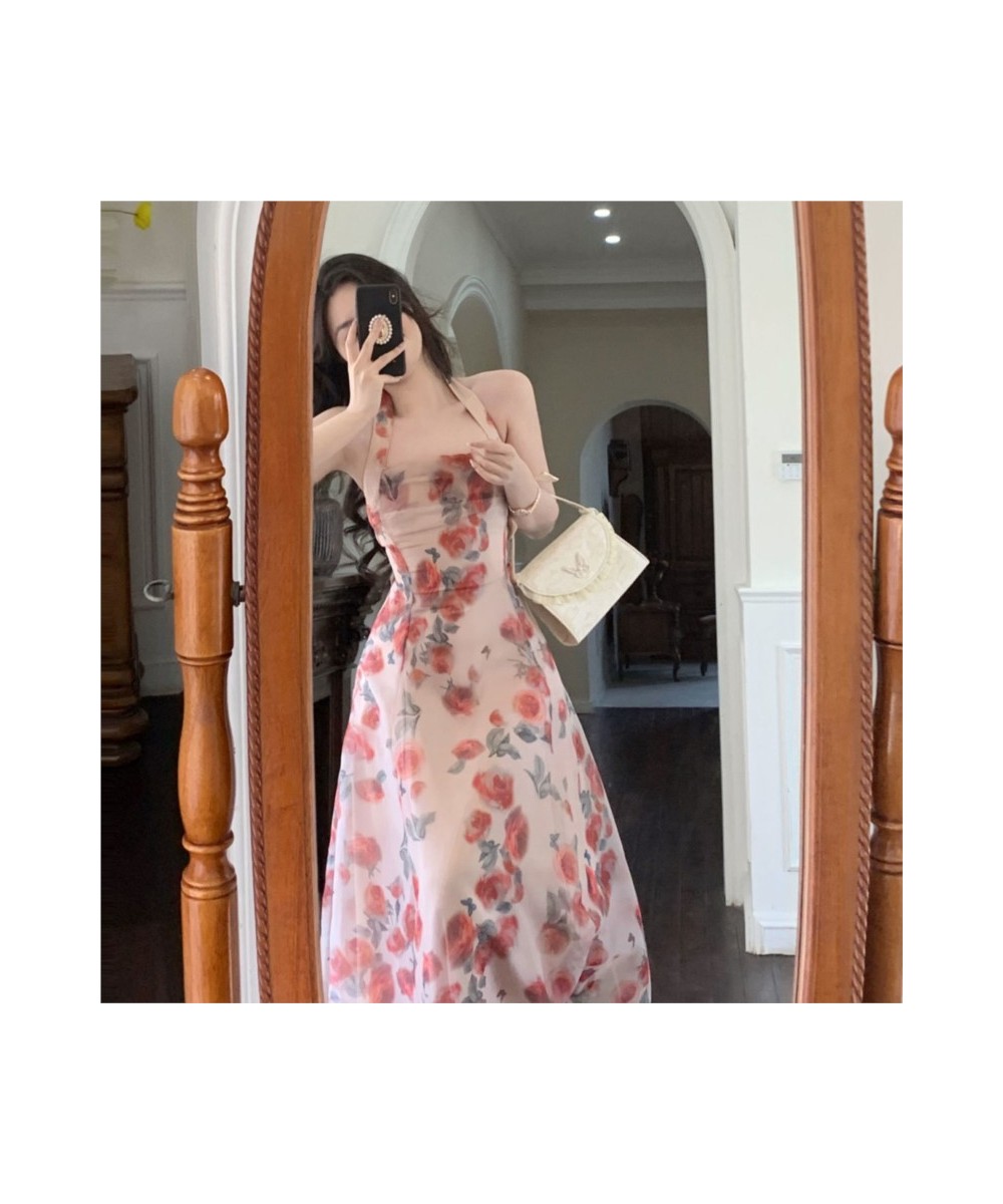 Floral Strap Midi Dress Woman Elegant One Piece Dress Korean Evening Party Printed Casual Midi Dress 2023 Summer Design $44.0...