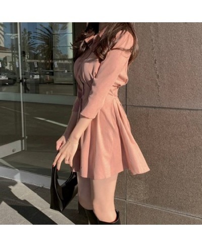 Dresses Women Solid Folds Slim Elegant Sexy 5 Colors Ulzzang Female A-Line Mini Stylish Puff Sleeve Simple Daily Summer Casua...