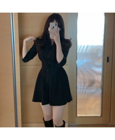 Dresses Women Solid Folds Slim Elegant Sexy 5 Colors Ulzzang Female A-Line Mini Stylish Puff Sleeve Simple Daily Summer Casua...