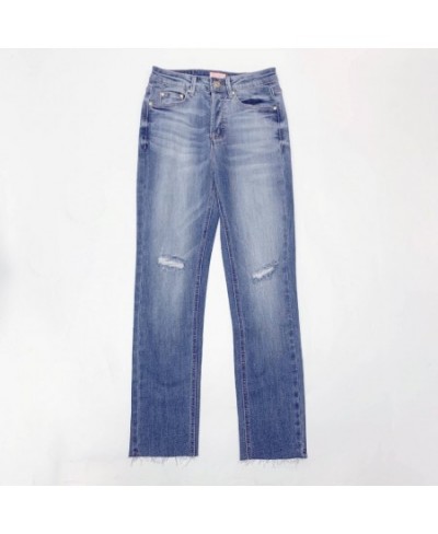 Rainbow women jeans 2023 summer new Straight high-waisted hole casual wild lady ankle-lendth jeans $85.69 - Jeans