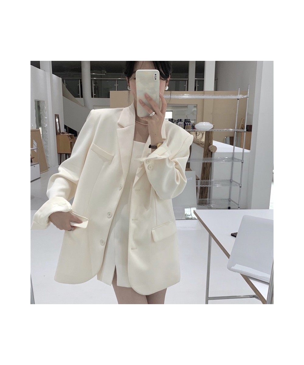 Women Chic Single Breasted Blazer Basics Coat Female 2022 Elegant Candy Color Long Sleeve Ladies Outerwear Stylish Tops $38.5...