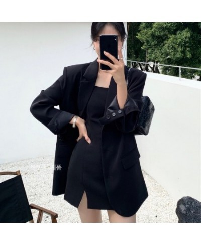 Women Chic Single Breasted Blazer Basics Coat Female 2022 Elegant Candy Color Long Sleeve Ladies Outerwear Stylish Tops $38.5...