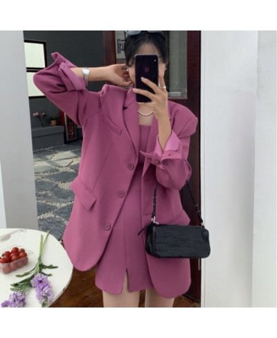 Women Chic Single Breasted Blazer Basics Coat Female 2022 Elegant Candy Color Long Sleeve Ladies Outerwear Stylish Tops $38.5...