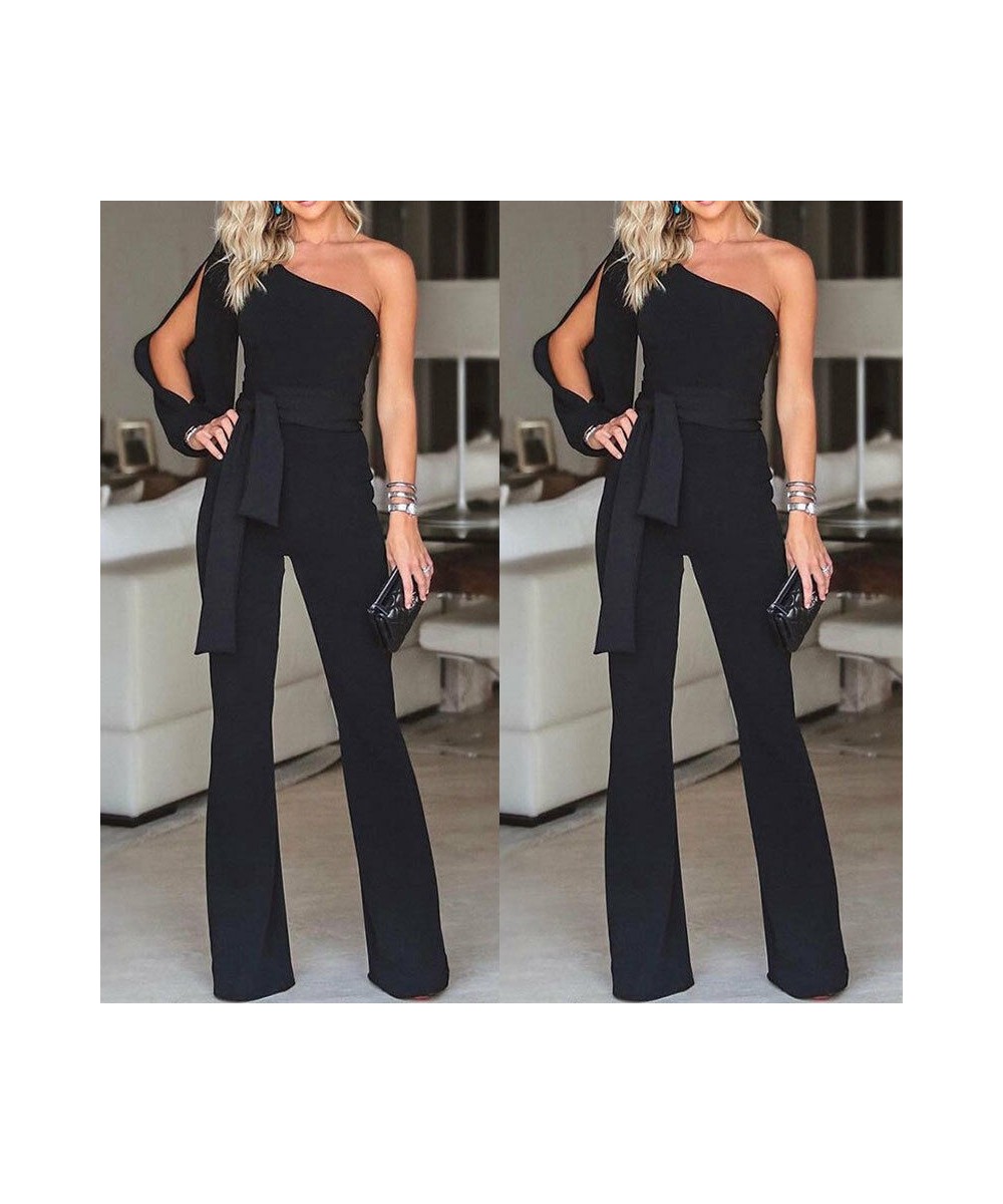 Women's One Shoulder Jumpsuit Romper Bodysuit Office Lady Party Ladies Summer Clubwear Long Trousers Pants $35.78 - Jumpsuits