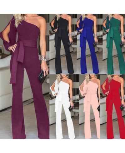 Women's One Shoulder Jumpsuit Romper Bodysuit Office Lady Party Ladies Summer Clubwear Long Trousers Pants $35.78 - Jumpsuits