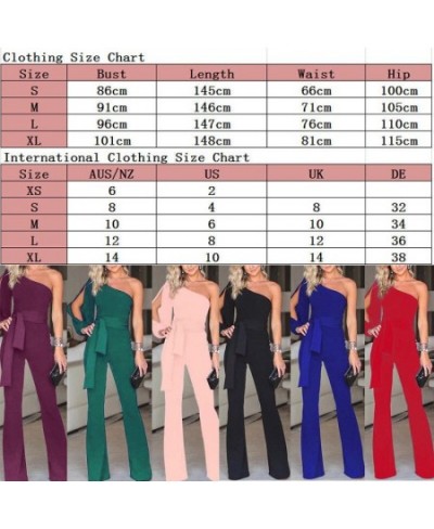 Women's One Shoulder Jumpsuit Romper Bodysuit Office Lady Party Ladies Summer Clubwear Long Trousers Pants $35.78 - Jumpsuits