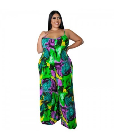 Plus Size Women Tie Dye Wave Spaghetti Strap Wide Leg Loose Jumpsuit 2022 Summer Sleeveless Streetwear Retro Playsuit $46.02 ...