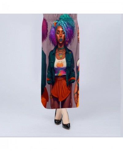 Casual Women's High Waist Half Skirt Fashion African Girls' Printed Loose Length Dress Plus Size Double Layer Half Skirt $52....