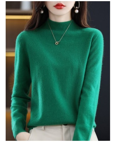 2023 One-Line Ready-To-wear Merino Wool Women's Half Turtleneck Long-Sleeved Cashmere Sweater Autumn & Winter Bottoming Sweat...