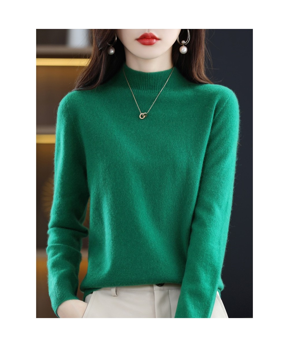 2023 One-Line Ready-To-wear Merino Wool Women's Half Turtleneck Long-Sleeved Cashmere Sweater Autumn & Winter Bottoming Sweat...