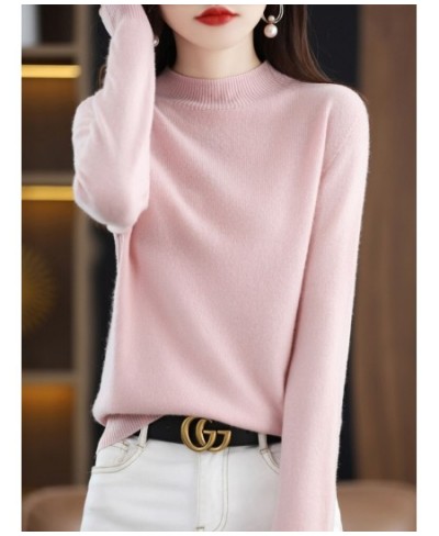 2023 One-Line Ready-To-wear Merino Wool Women's Half Turtleneck Long-Sleeved Cashmere Sweater Autumn & Winter Bottoming Sweat...