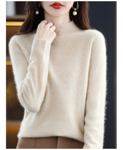 2023 One-Line Ready-To-wear Merino Wool Women's Half Turtleneck Long-Sleeved Cashmere Sweater Autumn & Winter Bottoming Sweat...