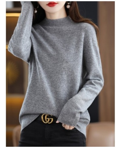 2023 One-Line Ready-To-wear Merino Wool Women's Half Turtleneck Long-Sleeved Cashmere Sweater Autumn & Winter Bottoming Sweat...