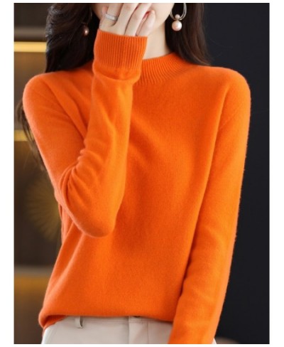 2023 One-Line Ready-To-wear Merino Wool Women's Half Turtleneck Long-Sleeved Cashmere Sweater Autumn & Winter Bottoming Sweat...