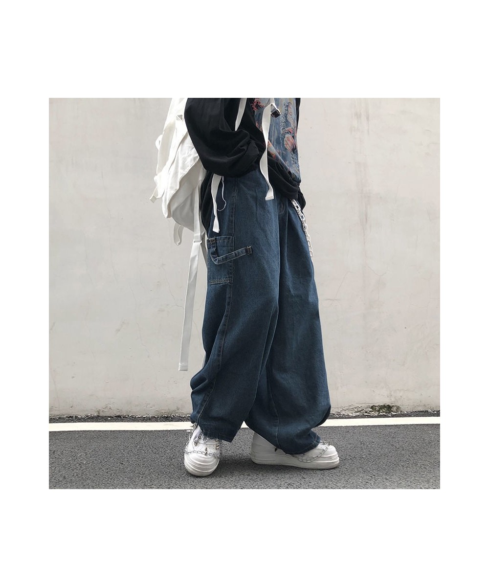 2022 Fashion Individuality Japanese-style Jean Women Loose Stripe Denim Pant Bule/Black Men & Women Hip Hop Streetwear Trouse...