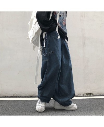 2022 Fashion Individuality Japanese-style Jean Women Loose Stripe Denim Pant Bule/Black Men & Women Hip Hop Streetwear Trouse...