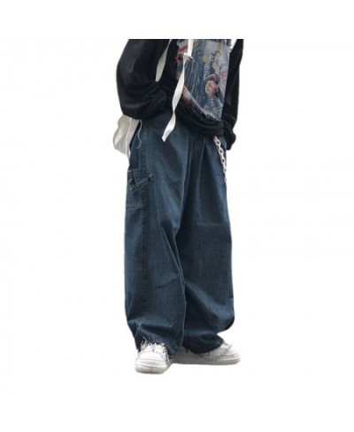 2022 Fashion Individuality Japanese-style Jean Women Loose Stripe Denim Pant Bule/Black Men & Women Hip Hop Streetwear Trouse...