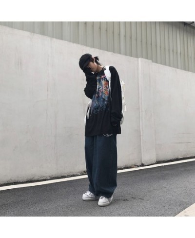 2022 Fashion Individuality Japanese-style Jean Women Loose Stripe Denim Pant Bule/Black Men & Women Hip Hop Streetwear Trouse...