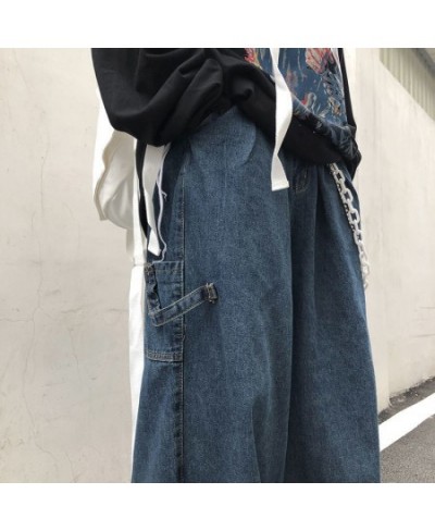 2022 Fashion Individuality Japanese-style Jean Women Loose Stripe Denim Pant Bule/Black Men & Women Hip Hop Streetwear Trouse...