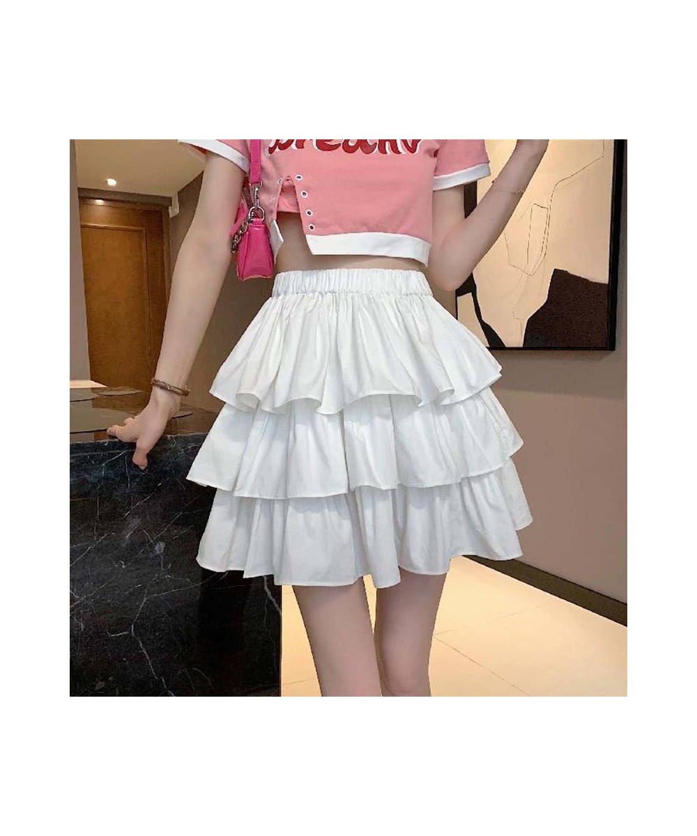 A-word Ruffle Cake Skirt Women Elastic Waist Edge Pleats Puffy Skirts Sexy Sweet Gothic Preppy Style Korean Fashion $39.17 - ...