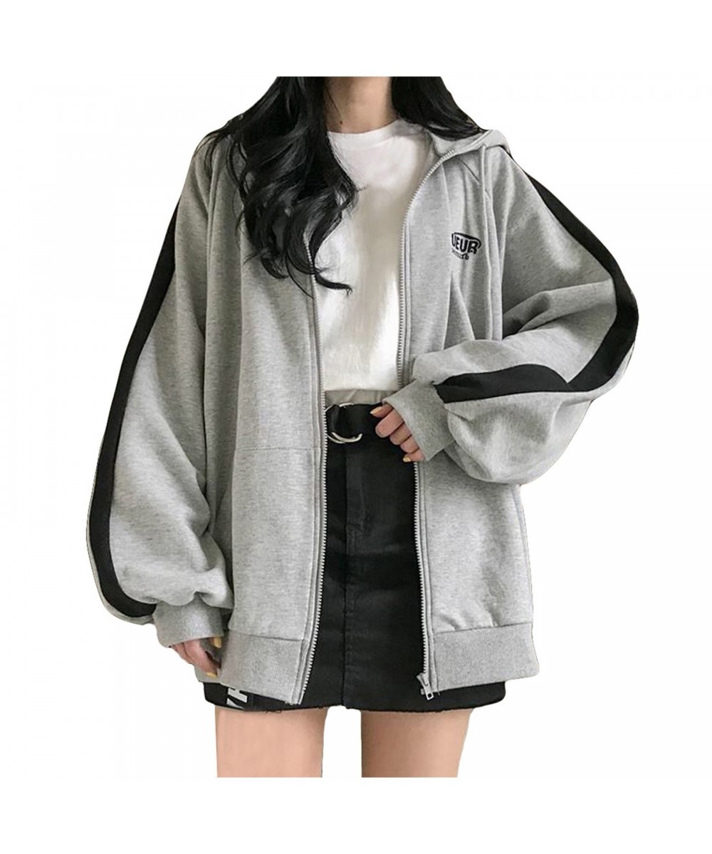 Women Hoodies Harajuku Hooded Oversized Hoodie Solid Long Sleeve Irregular Sweatshirt Loose Print Zip-up Tops Jacket Coats $2...