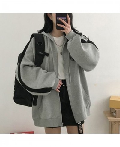 Women Hoodies Harajuku Hooded Oversized Hoodie Solid Long Sleeve Irregular Sweatshirt Loose Print Zip-up Tops Jacket Coats $2...