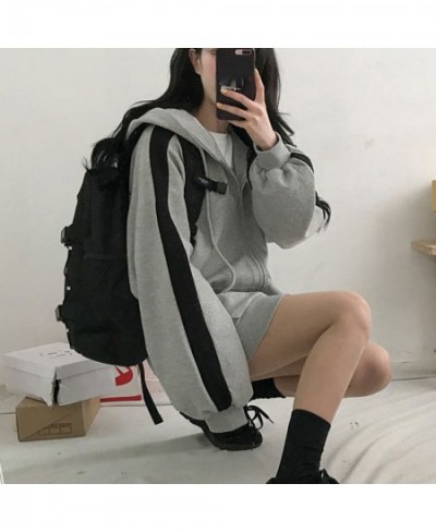 Women Hoodies Harajuku Hooded Oversized Hoodie Solid Long Sleeve Irregular Sweatshirt Loose Print Zip-up Tops Jacket Coats $2...