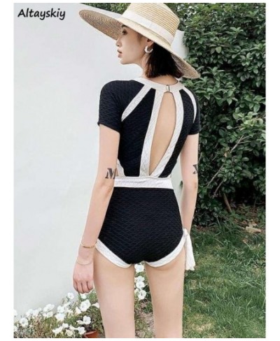 Cover-ups Women Hollow Out Slim Summer Panelled Hotsweet Casual Bow Students Swimwear Holiday Beach Style Ulzzang Simple Chic...