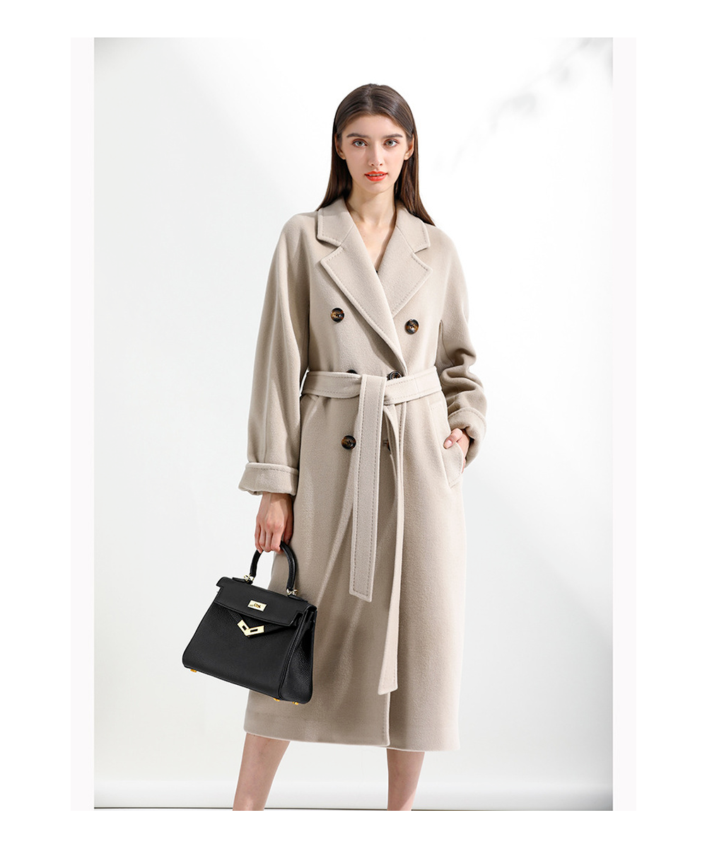 Breasted Classic Cashmere Coat Women Solid Color Lapel Double Wool Coats Autumn Winter Warm Long Outwears Casual Commute $80....