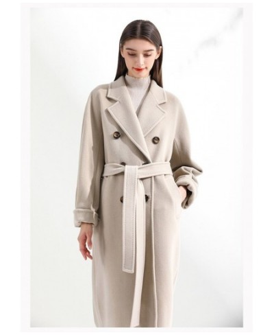 Breasted Classic Cashmere Coat Women Solid Color Lapel Double Wool Coats Autumn Winter Warm Long Outwears Casual Commute $80....