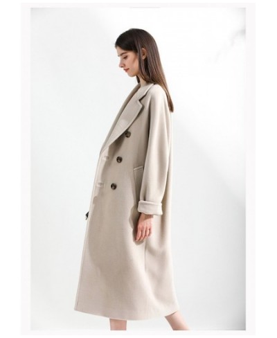 Breasted Classic Cashmere Coat Women Solid Color Lapel Double Wool Coats Autumn Winter Warm Long Outwears Casual Commute $80....