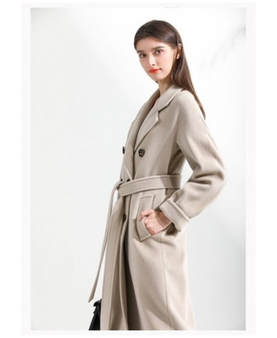 Breasted Classic Cashmere Coat Women Solid Color Lapel Double Wool Coats Autumn Winter Warm Long Outwears Casual Commute $80....