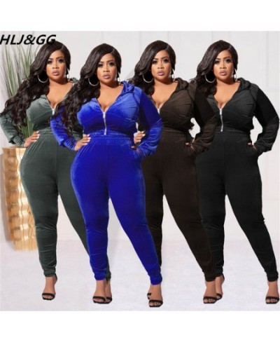 Fashion Velvet Hoody Two Piece Sets Plus Size Women Hooded Zipper Long Sleeve Coat And Skinny Pants Tracksuits Outfit 5XL $63...