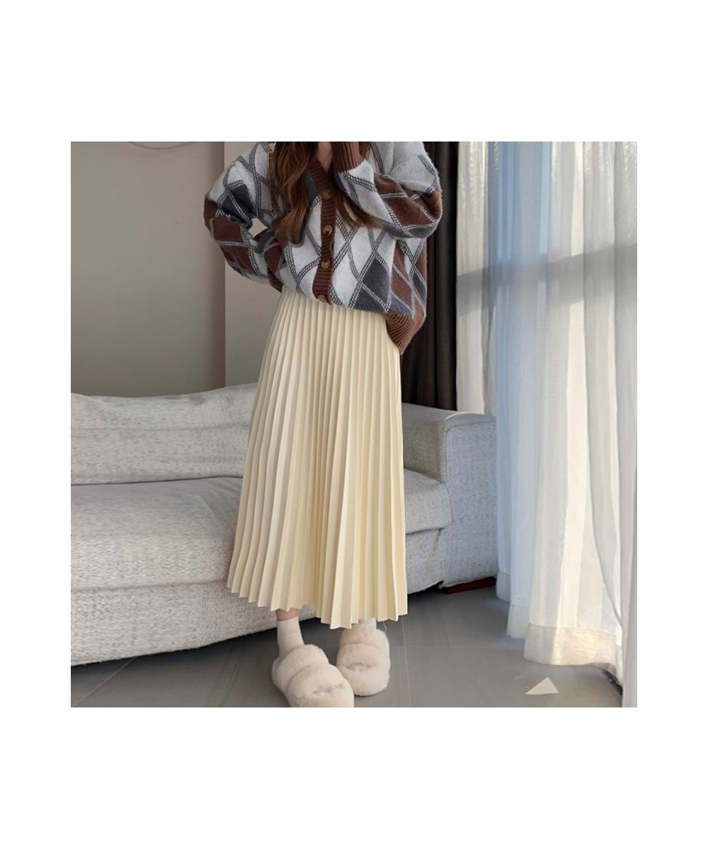 Pleated Skirt for Women 2022 Korean Fashion Casual Solid High Waist Long Skirt Elegant Chic Loose Mid Calf Y2k Skirt $47.62 -...