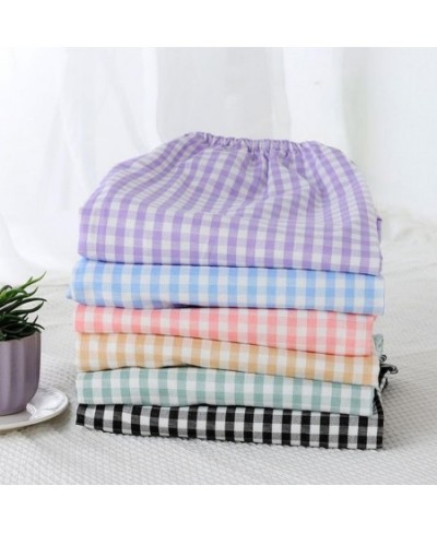 Thick Pajamas 100% Cotton Sleep Bottoms Women Plaid Japanese Style Spring Summer Cotton Home Pants Loose Large Size Trousers ...