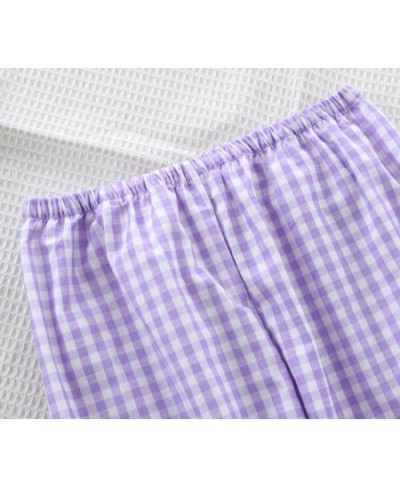 Thick Pajamas 100% Cotton Sleep Bottoms Women Plaid Japanese Style Spring Summer Cotton Home Pants Loose Large Size Trousers ...