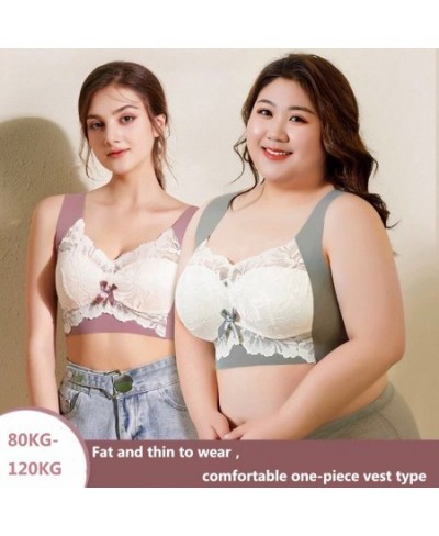 Seamless Bra Large Size Breasts Women Vest Type Anti Sagging Bras Lace Wireless Underwear Push Up No Steel Ring Lingerie Bra ...