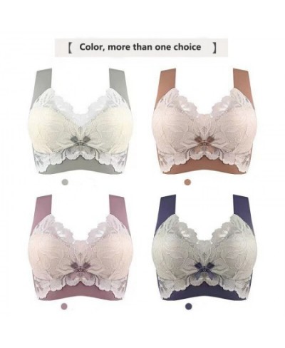 Seamless Bra Large Size Breasts Women Vest Type Anti Sagging Bras Lace Wireless Underwear Push Up No Steel Ring Lingerie Bra ...